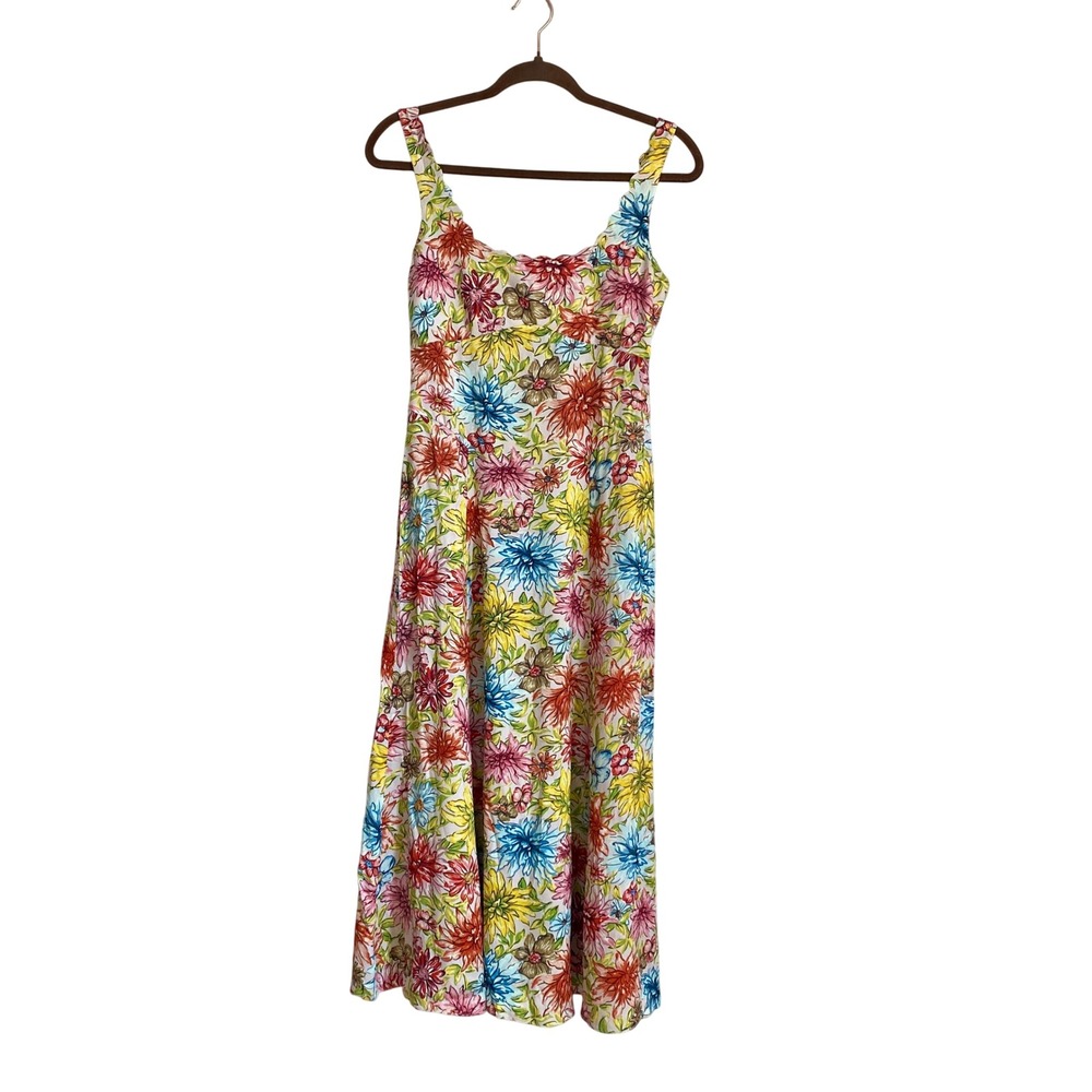 AlexaChung Floral Scalloped Midi Dress 2 Small Vintage Vibe Cottagecore Summer